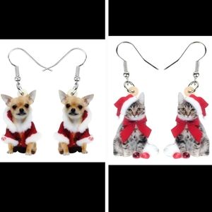 Dog or Cat in Santa outfit earrings! ♥️ 🎅 😍 price is for each.